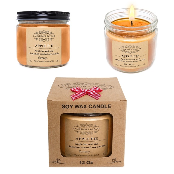 APPLE PIE - Apple + Cinnamon Fall Scented 100% Soy Candle - Gift for woman - Picture 5 of 5